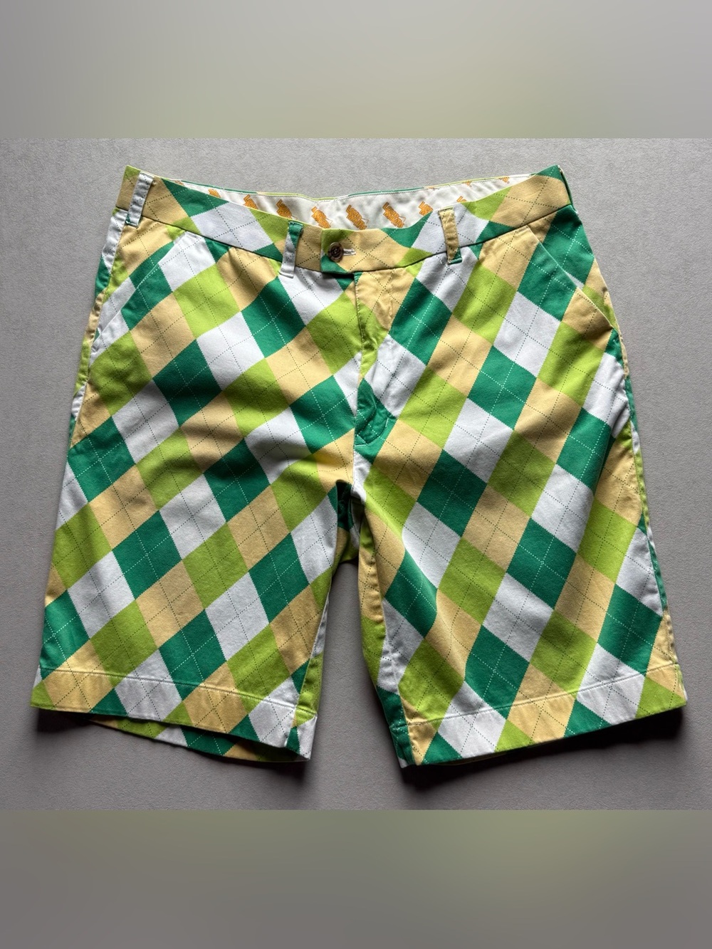 Loudmouth Golf Green & Yellow Argyle Golf Shorts